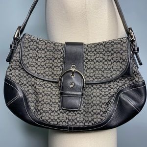 Vintage Coach Monogram Black Hobo Bag